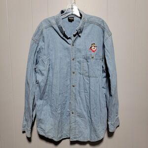 Rare Vintage Ouray Sports Denim Shirt Tony‎ the Tiger Embroidered Long Sleeve XL